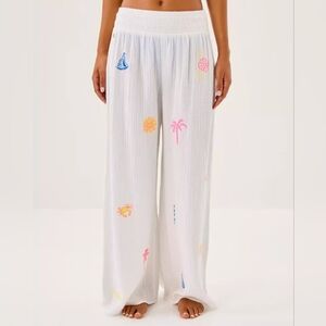 NWT Lilly Pulitzer Gauze Cotton Embroidered Pant - L